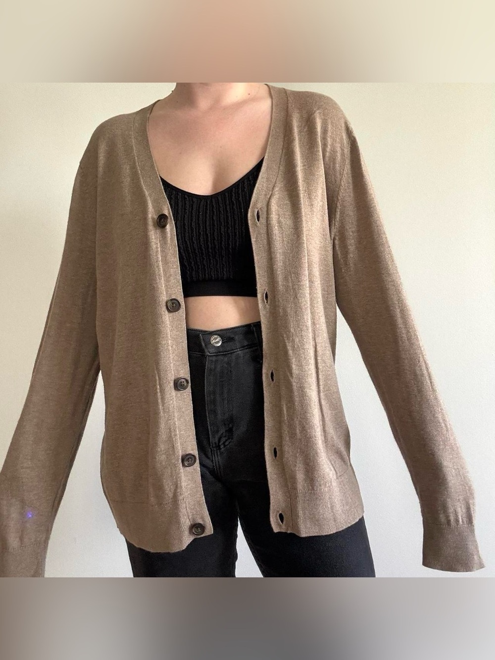 Croft & Barrow soft tan grandpa cardigan